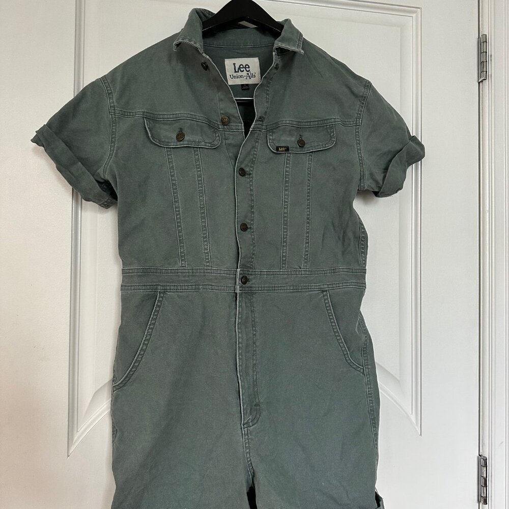 Lee Union Alls Denim Romper in Olive Green Medium - Picture 7 of 10